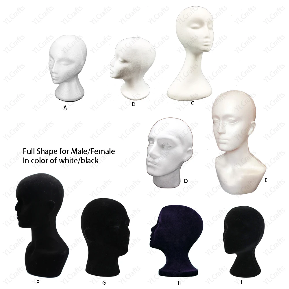 

Wig Head Display 280mm Eco-Friendly Manufacturers EPS Foam Styrofoam Head Model Polystyrene Mannequin Display For Hat