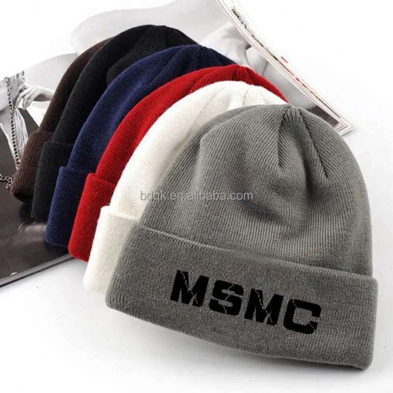 

Wholesale custom printed or embroidery own logo knitted hat beanie hat winter, As request