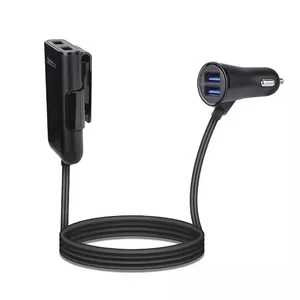 36W 4 Port USB Car Charger Back Seat Passengers