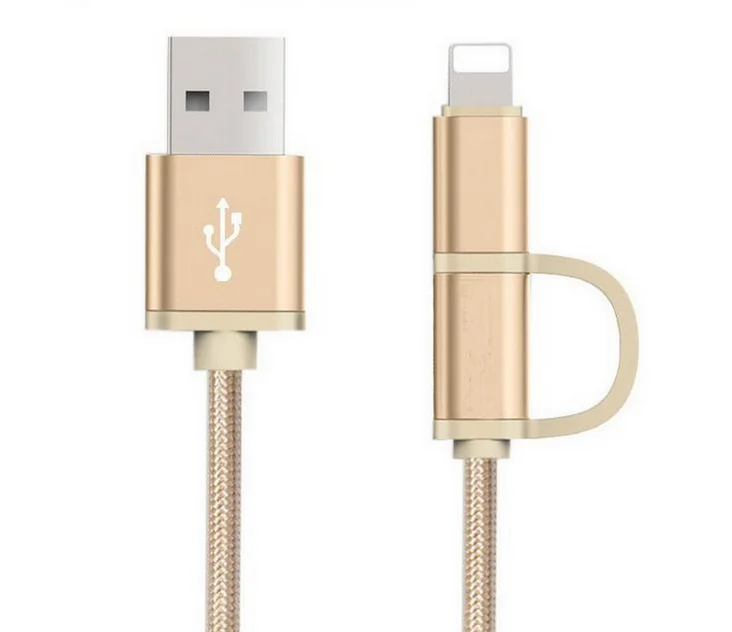 

High quality oem cheap shenzhen nylon braided cell phone usb charger data cable for samsung ios micro 2 in 1 android usb cable, Rose;silver;gold