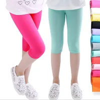 

120-150 Girls Knee Length Kid Five Pants Candy Color Children Cropped Clothing Spring-Summer All-matches Bottoms Leggings