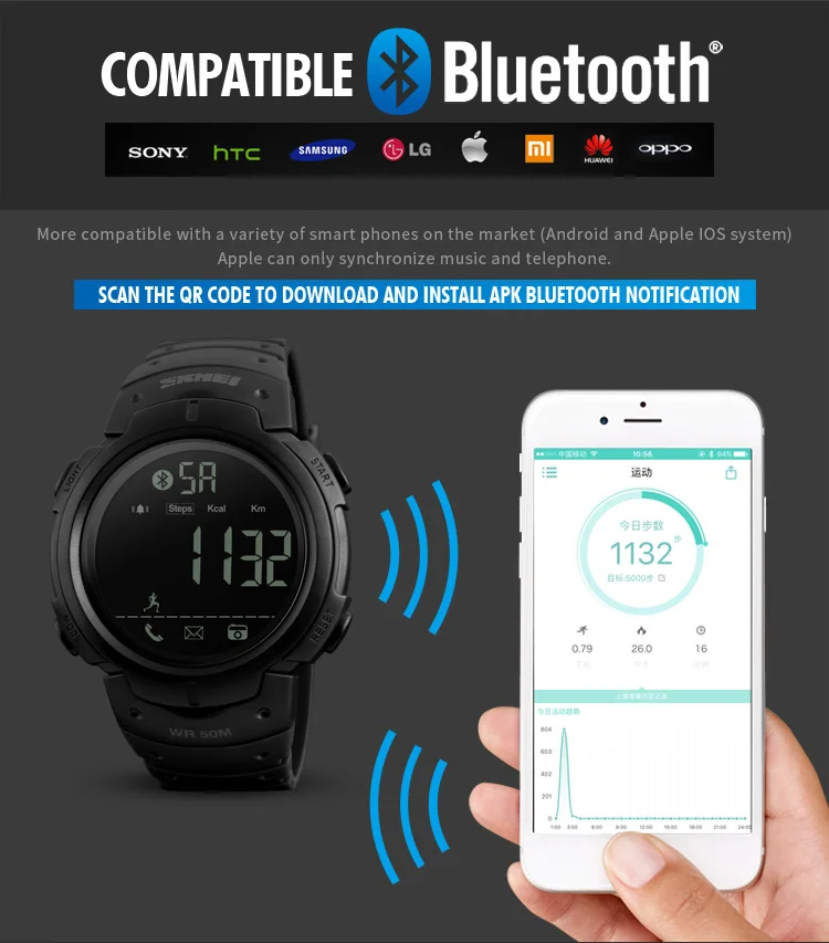 Skmei 1301 Smartwatch Fitness Tracker Health Smart Wrist