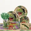 Factory Custom Dinosaur Party Supplies Dinosaur Themed Birthday Party Tableware Kit For 16 Guests