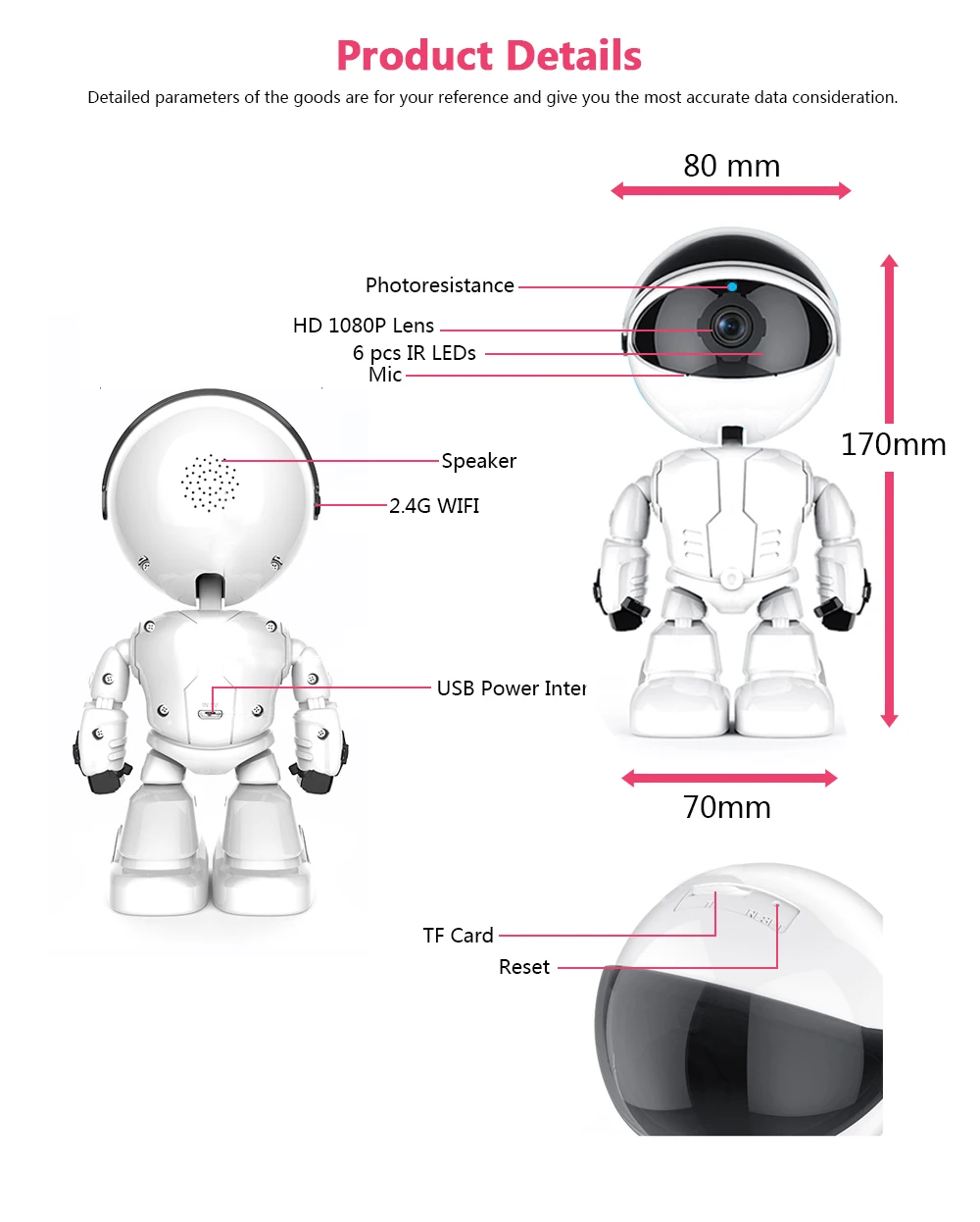 Indoor Smart Home Robot Intelligent Auto Tracking Surveillance Cctv