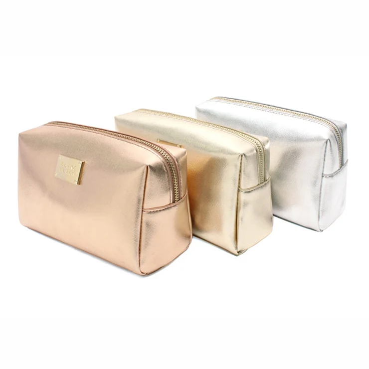 

Luxury Fashion Women Rose Gold Blank Pu Leather Oem Make Up Pouch Bag Cosmetic Bag, Customized