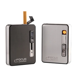 Image of yanzhenJD-YH033 Automatic cigarette smoke arc ignition OEM LOGO10 portable easy to carry USB charging metal cigarette box