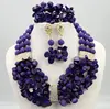 Purple Gorgeous African Coral Beads Jewelry Set Handmade Nigerian Beaded Coral Jewelry Set JS0022