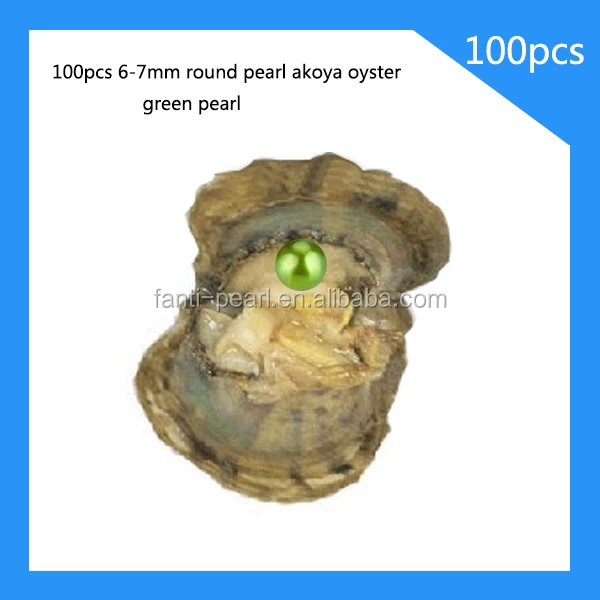 

6-7mm akoya pearl oyster one green pearl in side wholesale