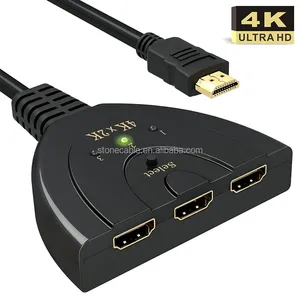 HDMI Switch 3 Port 4K HDMI Switch 3x1 Switch Splitter with Pigtail Cable Supports Full HD 4K 1080P 3D Player