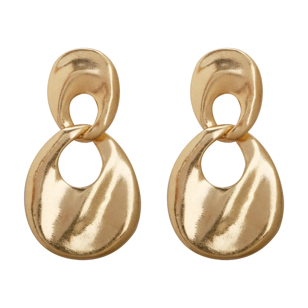 

2019 New Arrival Personalized Gold Plated Alloy Dangle Earring Geometric Oval Alloy Drop Earring For Women