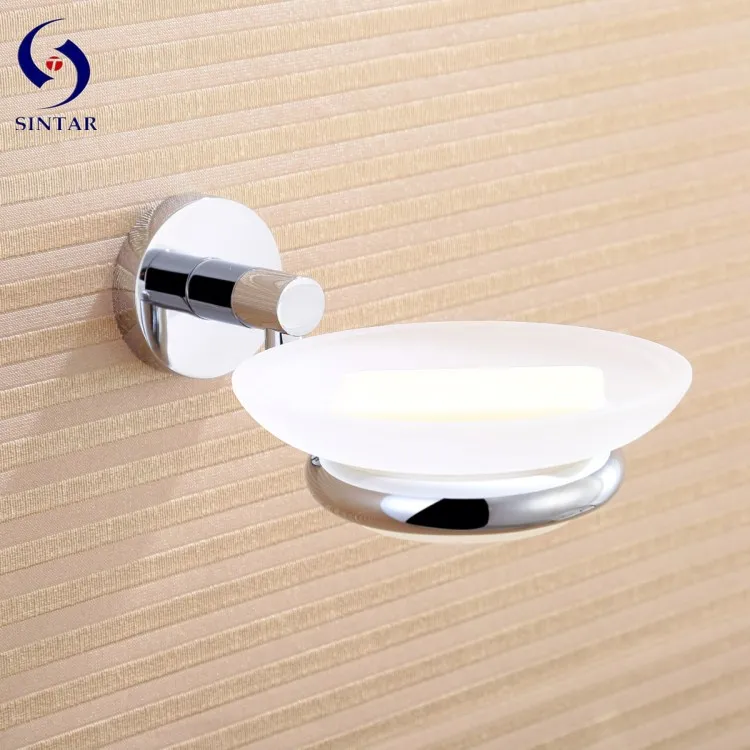 
Modern hot sale polished plated brass frosted glass soap dish <img data-src=