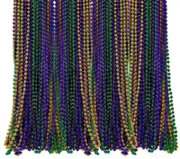 

Bulk Pack of 72 Mardi Gras Colorful Beads , PURPLE/GREEN/GOLD BEADS, Great for Party Favor Necklaces
