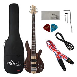 5 String Wholesale Aiersi Solid Zebrawood Body Electric Bass Guitar