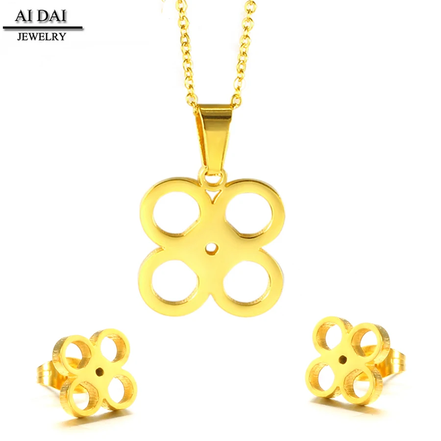 

Stock wholesale joyeria 18k gold Stainless steel fancy jewelry sets for women