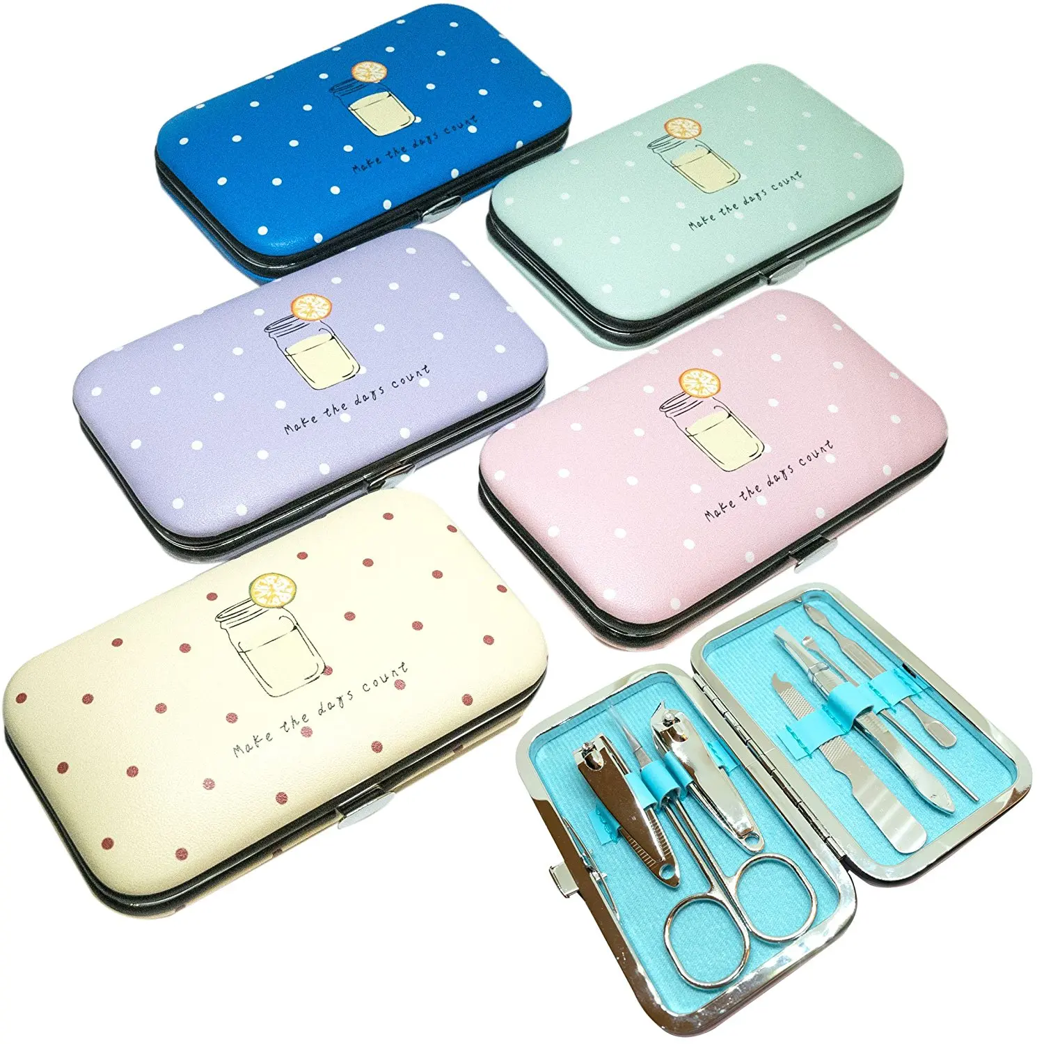 JUICY ACCESSORIES - Generic 7pcs in 1 Manicure Set Grooming Tool Case (Can Not Select Color)