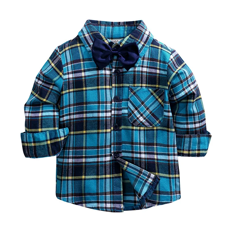 

New Boys Shirt for Kids Cotton Clothing 2018 Fashion Baby Boy Plaid Shirts Long Sleeve School Trend Children Clothes, As picture