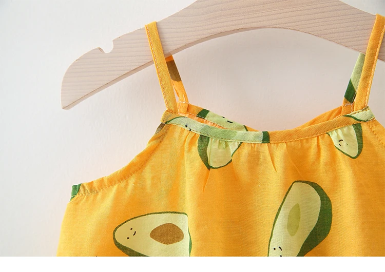 Fashion avocado printing two piece set for baby girls kids clothing