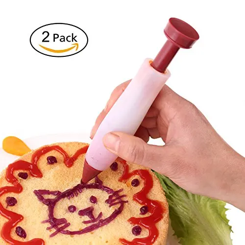Warmtree Silicone Decorating Pen Chocolate Pens Chocolate Syringe for Cake Cookie Pastry,Pack of 2