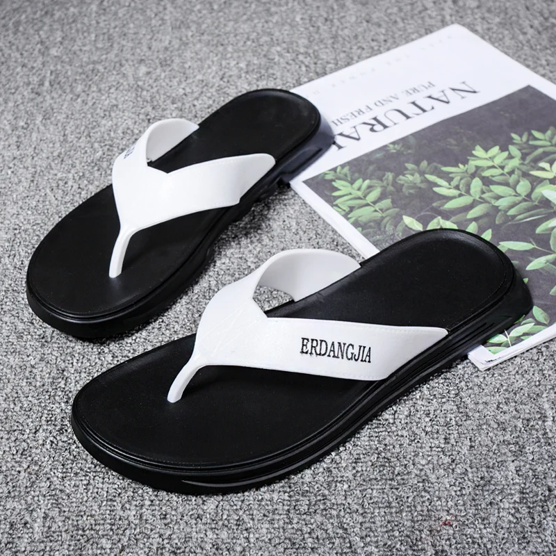 

Factory custom 2020 cheap man Leather texture slide flip flops slippers for men