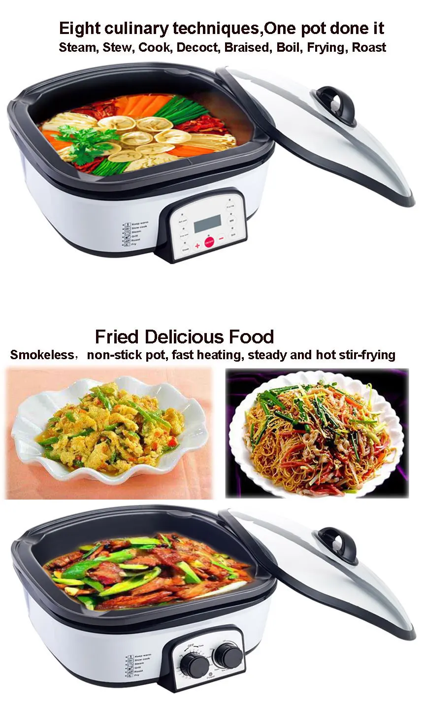 8 In 1 Multi Cooker Steam /boil /fry /stir-fry/stew/ Braise/ Fondue ...