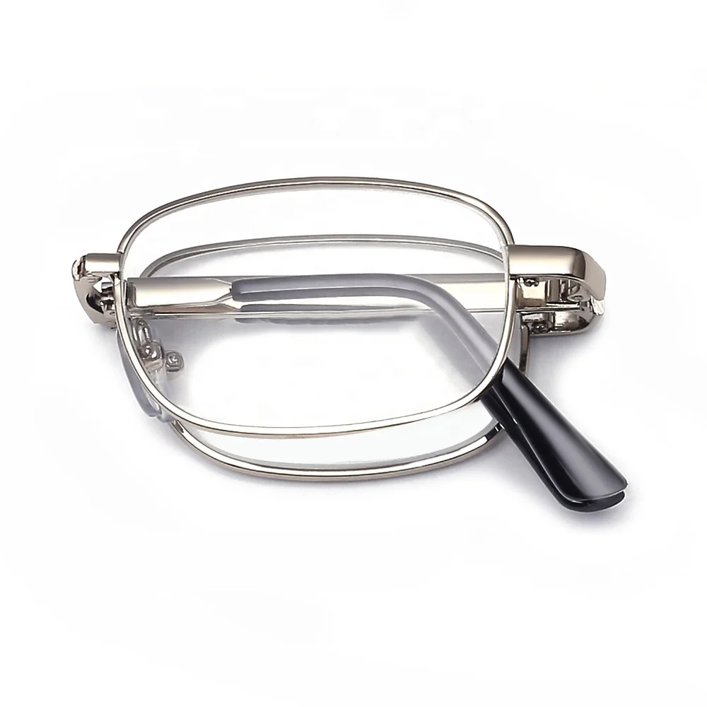 Foldable Reading Glasses China Cheap Women Man Classic Comfortable Full Metal Frame Glass Lens Mini Folding Presbyopic Glasses