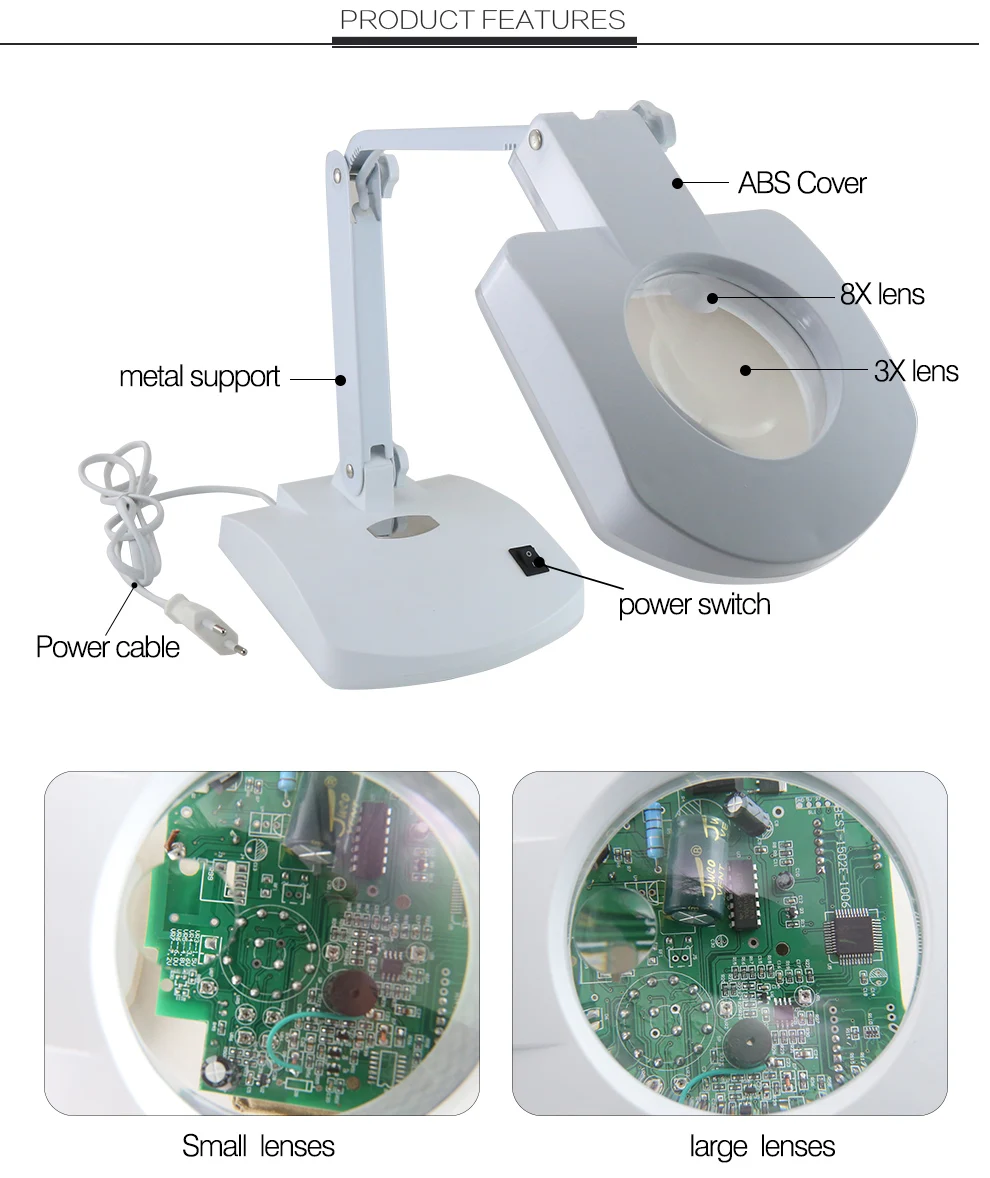 BEST-8611BL High Quality Factory Direct Repair Tool Table Magnifying Glass With Light Stand Magnifier