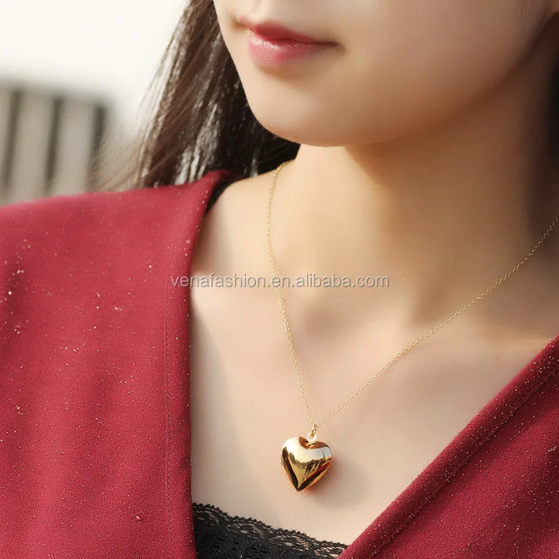 Beautiful Gold Girlfriend Solid Heart Pendant Necklace Buy Solid