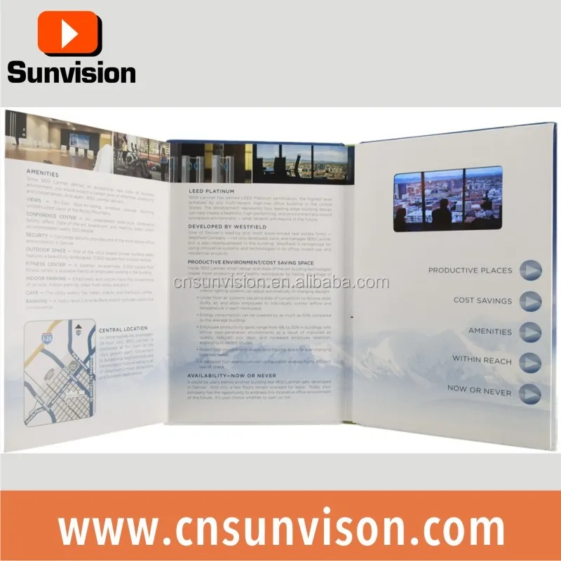A5 Paper Card Size 6 Pages Hard Cover 4.3 inch Video Brochure Video in folder 5 Buttons for 1800 Larimer 2 