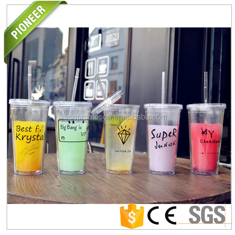 

Alibaba top selling customized logo plastic cup with straw