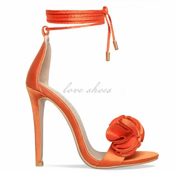 orange satin sandals