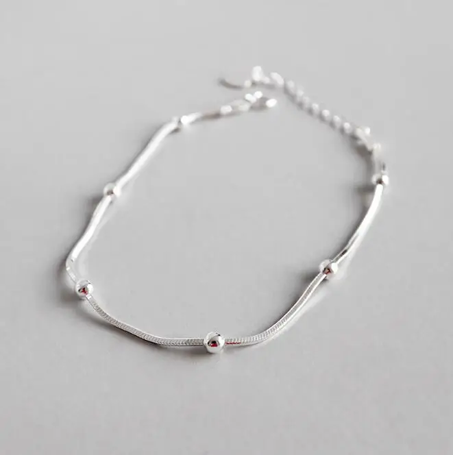 

Unique 925 silver bead women snake chain bracelet, Gold