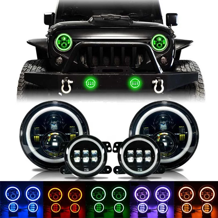 App Control Chasing Headlights 7 Inch Angel Eyes Led Headlight 4 Inch ...