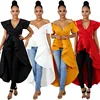 High low tops Ruffle Short Sleeve Bodycon Peplum Shirt Asymmetrical Dresses for women