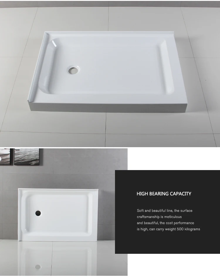 Cupc Approved Integral Flange Double Threshold Solid Surface Shower Pan