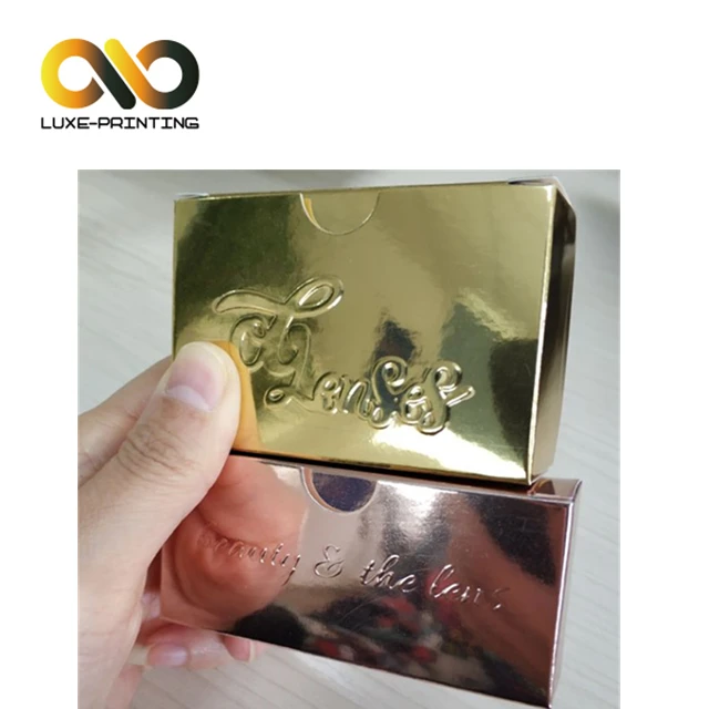 
250gsm golden card embossed logo custom printing contact lens packaging 
