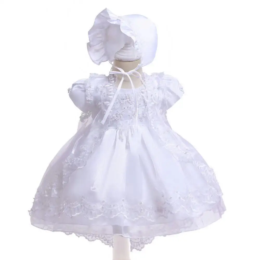 

Wholesale Lace 3PCS (Dress+Hat+Cape) Baby Girl Christening Gowns, White