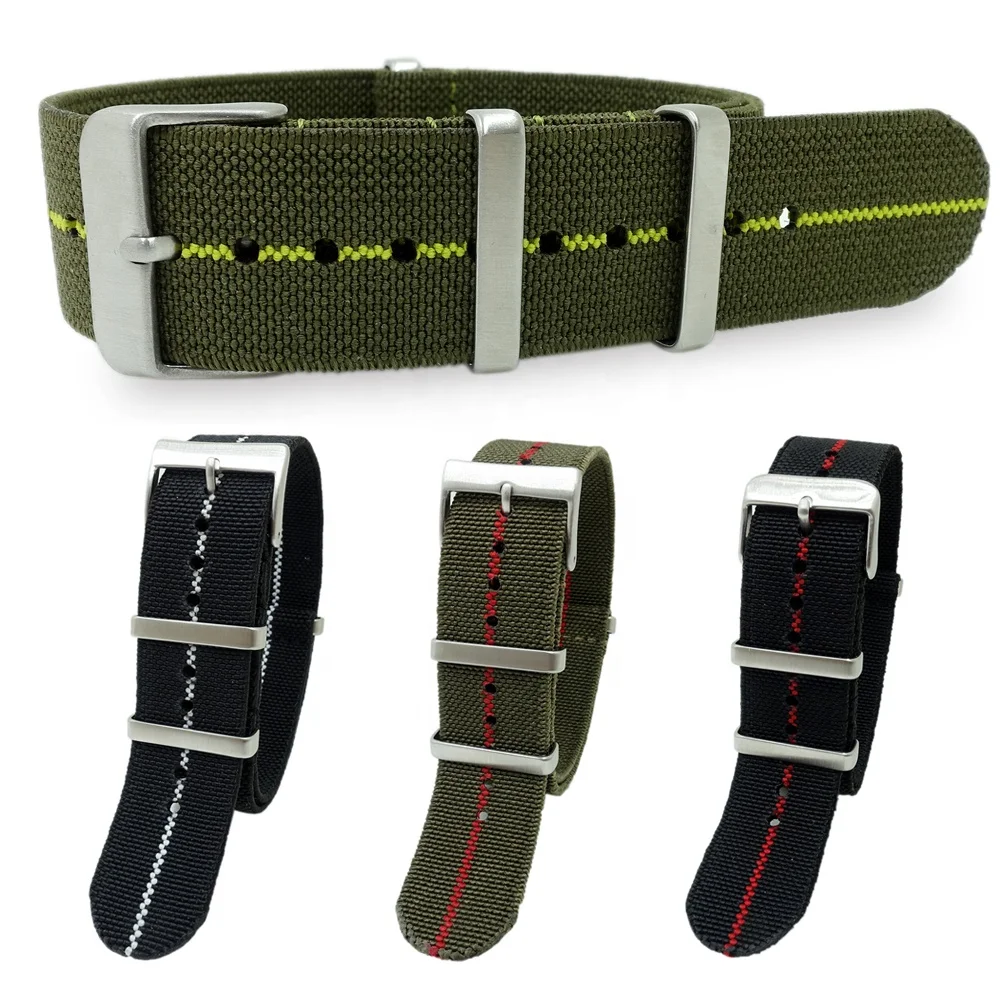 

Paratrooper Style Parachute Webbing Nylon Nato Strap 22mm New Design Elastic Watch Band, Custom color or stock color