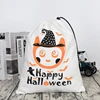 Canvas drawstring cinch bag cotton shopping draw string bag with front pocket