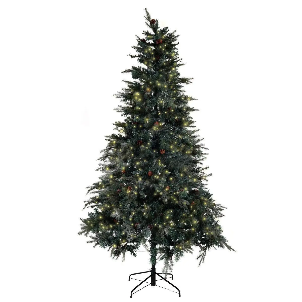 Toolsempire 7.5 ft Pre-lit Artificial Christmas Tree w/Stand & 750 LED Lights Mixed Hinged Tree for Indoor Outdoor Christmas New Year Decor
