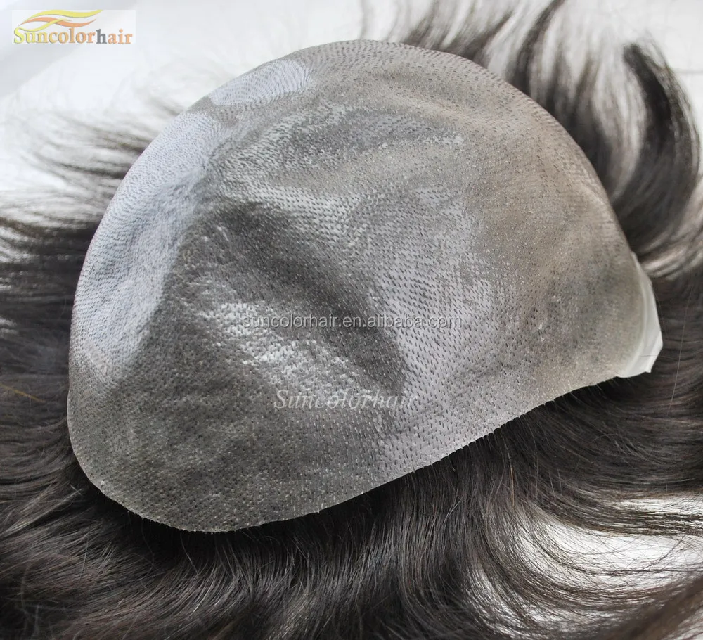 

High Quality Human Hair Full Thin 1b PU Men's Toupee/ Hairpiece/System