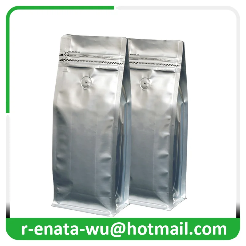 Pocket Zipper Flat Bottom Coffee Packaging Bag with valve