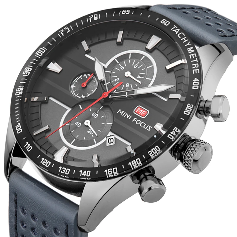 

Mini Focus Brand Relojes Hombre Sports Chronograph Date Men Clock Waterproof Military Leather Luxury Men Quartz Wrist Watches