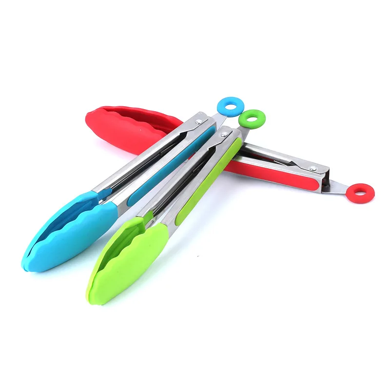 

Dese Silicone Food Tong 9inch 12 Inch Kitchen Cooking Tongs Non-slip Cooking Clip Clamp BBQ Grill Salad Tools Kitchen Accessorie, Red/blue/green/black
