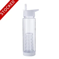 

700ml Custom White Fruit Infuser BPA Free Tritan recycled Plastic Leak Proof sports promotional plastic water bottle