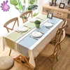 EU Style Rectangle Emboriderey Polyester Dining Table Cloth With Tassels
