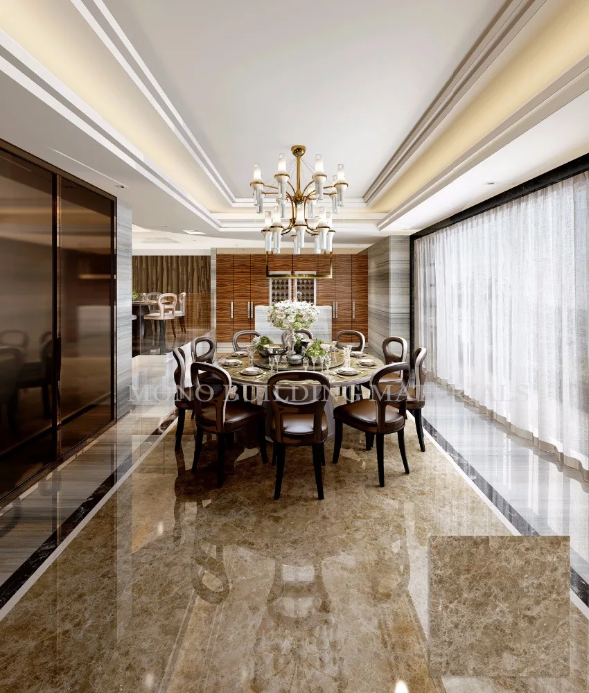 Foshan Gold Emperador Marble Look Porcelain Floor Tile For ...