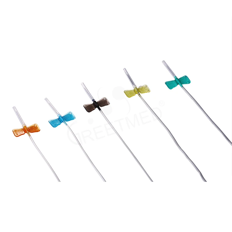 disposable color coded different sizes 27g 25g 21g 22g 23g butterfly needle scalp vein set