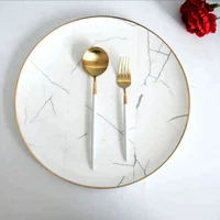 

Wholesale bone china gold 12'' rimmed ceramic plates dinner set