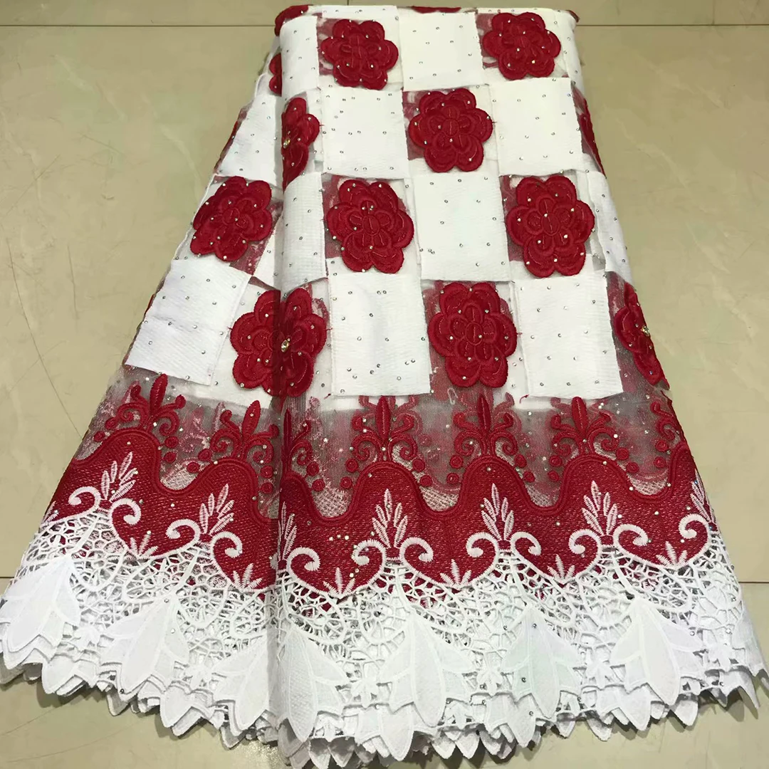 

Nigerian Net lace fabric with stones Beautiful French lace fabric for Bridal dress African Guipure lace