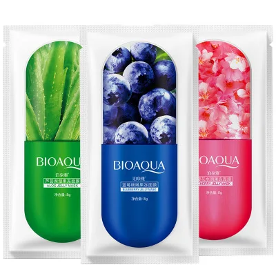 

OEM Bioaqua aloe vera blueberry jelly moisturizing hydrating facial mask sheet, White